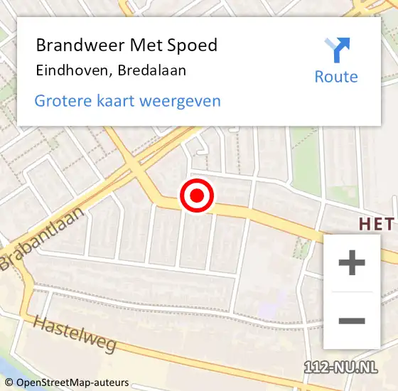 Locatie op kaart van de 112 melding: Brandweer Met Spoed Naar Eindhoven, Bredalaan op 22 februari 2024 06:02