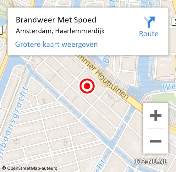 Locatie op kaart van de 112 melding: Brandweer Met Spoed Naar Amsterdam, Haarlemmerdijk op 22 februari 2024 06:55