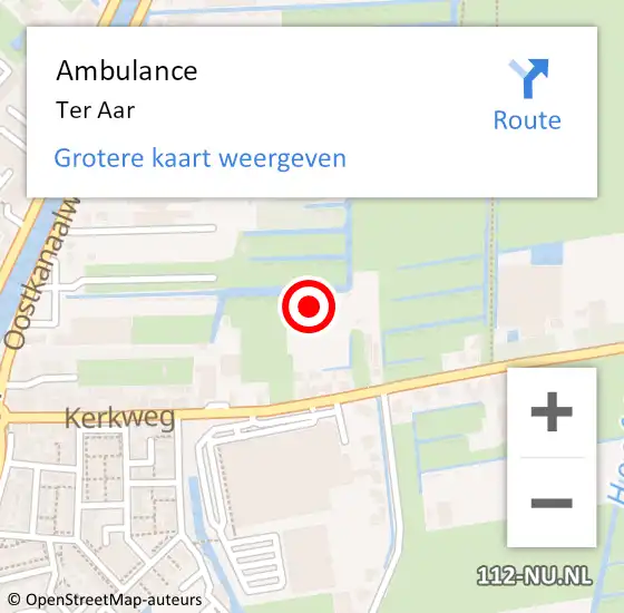 Locatie op kaart van de 112 melding: Ambulance Ter Aar op 22 februari 2024 07:09