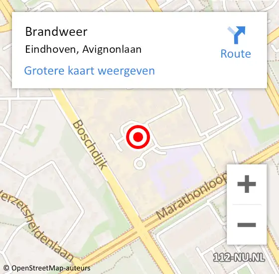Locatie op kaart van de 112 melding: Brandweer Eindhoven, Avignonlaan op 22 februari 2024 08:46