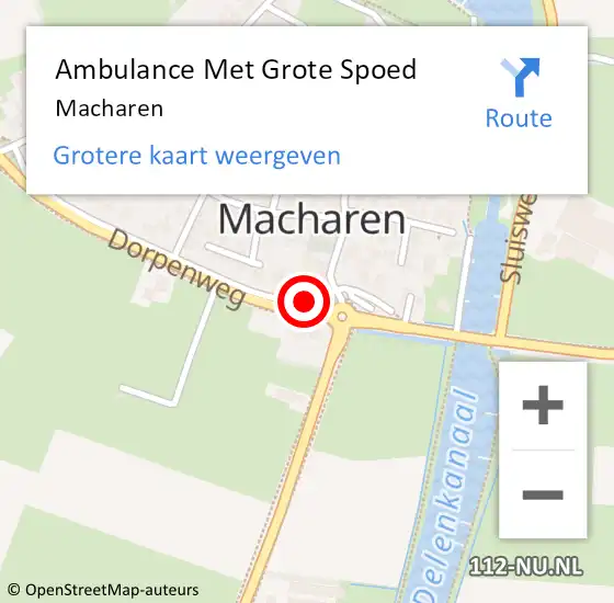 Locatie op kaart van de 112 melding: Ambulance Met Grote Spoed Naar Macharen op 22 februari 2024 09:08