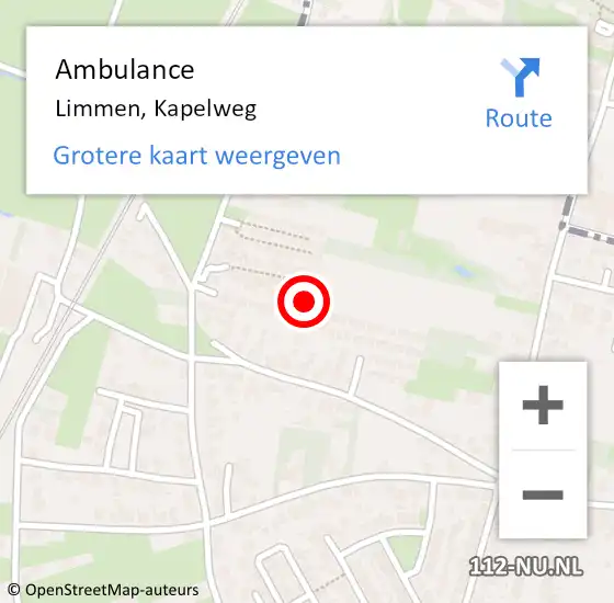 Locatie op kaart van de 112 melding: Ambulance Limmen, Kapelweg op 22 februari 2024 09:53