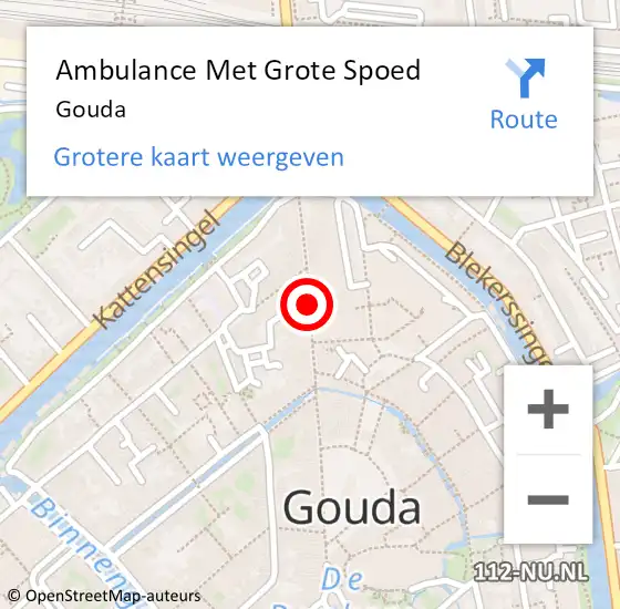 Locatie op kaart van de 112 melding: Ambulance Met Grote Spoed Naar Gouda op 22 februari 2024 10:44