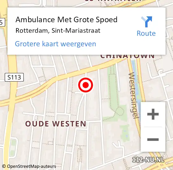 Locatie op kaart van de 112 melding: Ambulance Met Grote Spoed Naar Rotterdam, Sint-Mariastraat op 22 februari 2024 11:16