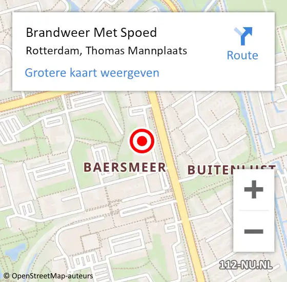 Locatie op kaart van de 112 melding: Brandweer Met Spoed Naar Rotterdam, Thomas Mannplaats op 22 februari 2024 11:17