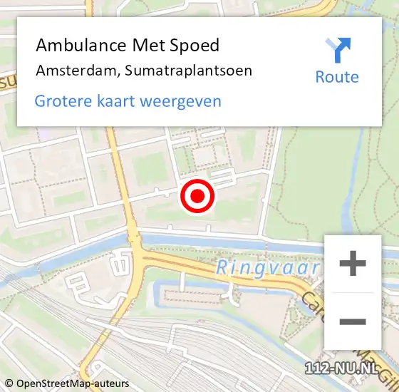Locatie op kaart van de 112 melding: Ambulance Met Spoed Naar Amsterdam, Sumatraplantsoen op 22 februari 2024 11:41