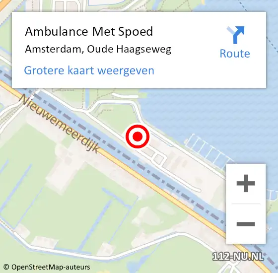 Locatie op kaart van de 112 melding: Ambulance Met Spoed Naar Amsterdam, Oude Haagseweg op 22 februari 2024 12:21