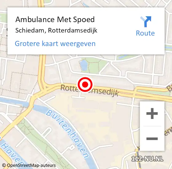 Locatie op kaart van de 112 melding: Ambulance Met Spoed Naar Schiedam, Rotterdamsedijk op 22 februari 2024 13:11