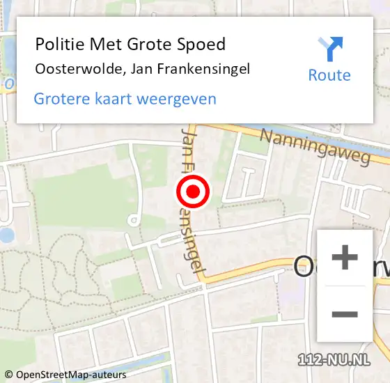Locatie op kaart van de 112 melding: Politie Met Grote Spoed Naar Oosterwolde, Jan Frankensingel op 22 februari 2024 14:20