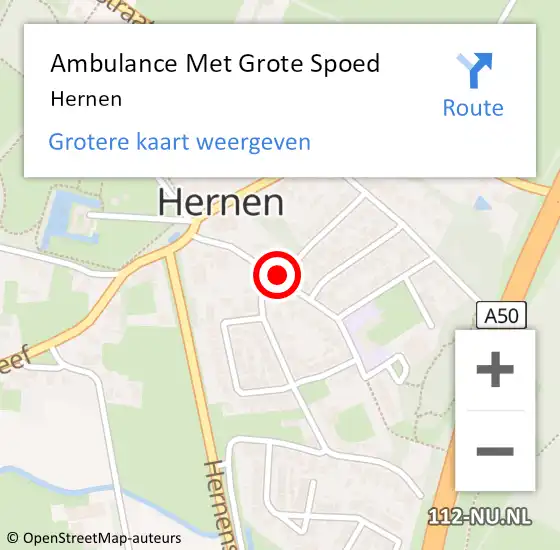 Locatie op kaart van de 112 melding: Ambulance Met Grote Spoed Naar Hernen op 22 februari 2024 14:47