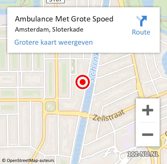 Locatie op kaart van de 112 melding: Ambulance Met Grote Spoed Naar Amsterdam, Sloterkade op 22 februari 2024 15:28
