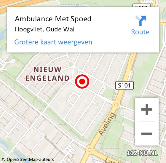Locatie op kaart van de 112 melding: Ambulance Met Spoed Naar Hoogvliet, Oude Wal op 22 februari 2024 15:39