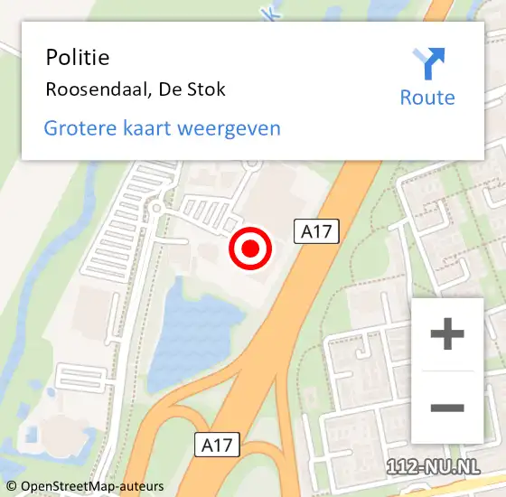 Locatie op kaart van de 112 melding: Politie Roosendaal, De Stok op 22 februari 2024 15:51