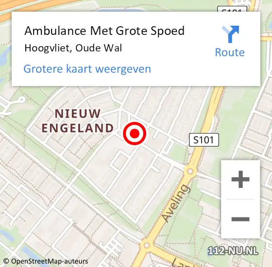 Locatie op kaart van de 112 melding: Ambulance Met Grote Spoed Naar Hoogvliet, Oude Wal op 22 februari 2024 15:55