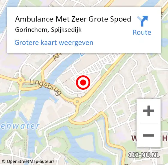 Locatie op kaart van de 112 melding: Ambulance Met Zeer Grote Spoed Naar Gorinchem, Spijksedijk op 22 februari 2024 16:42