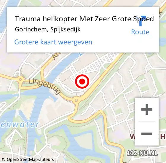 Locatie op kaart van de 112 melding: Trauma helikopter Met Zeer Grote Spoed Naar Gorinchem, Spijksedijk op 22 februari 2024 16:46