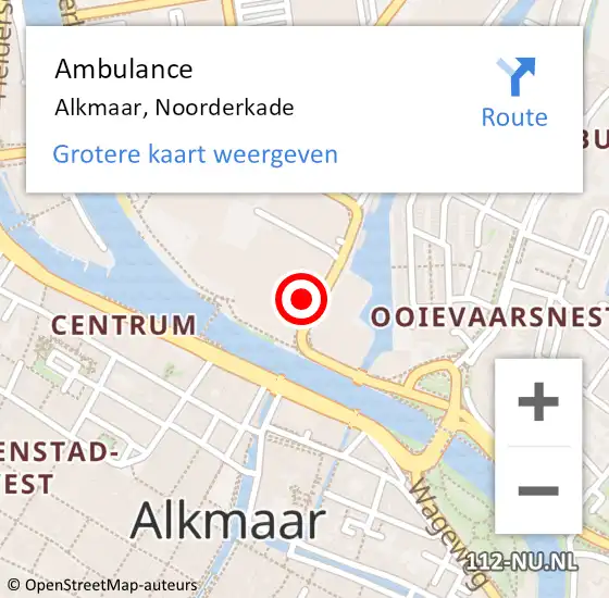 Locatie op kaart van de 112 melding: Ambulance Alkmaar, Noorderkade op 22 februari 2024 16:58