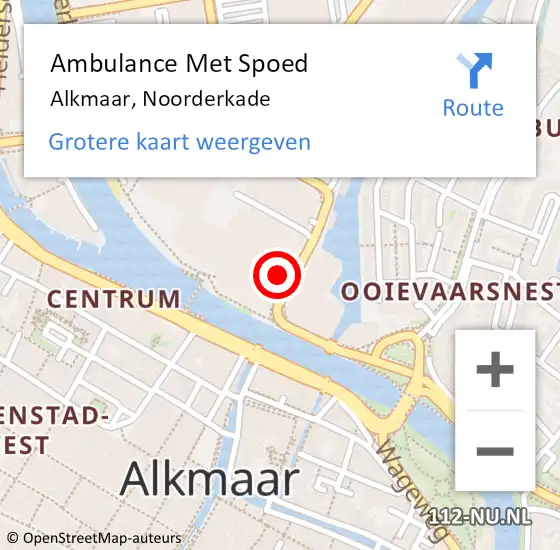 Locatie op kaart van de 112 melding: Ambulance Met Spoed Naar Alkmaar, Noorderkade op 22 februari 2024 16:58