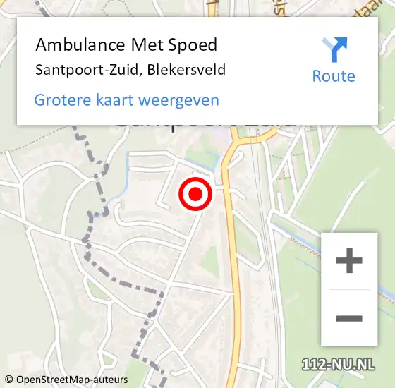 Locatie op kaart van de 112 melding: Ambulance Met Spoed Naar Santpoort-Zuid, Blekersveld op 22 februari 2024 17:01