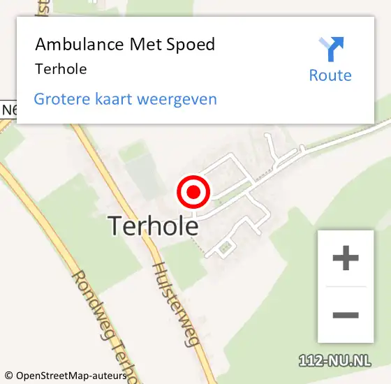 Locatie op kaart van de 112 melding: Ambulance Met Spoed Naar Terhole op 22 februari 2024 17:02