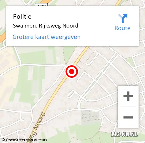Locatie op kaart van de 112 melding: Politie Swalmen, Rijksweg Noord op 22 februari 2024 18:00