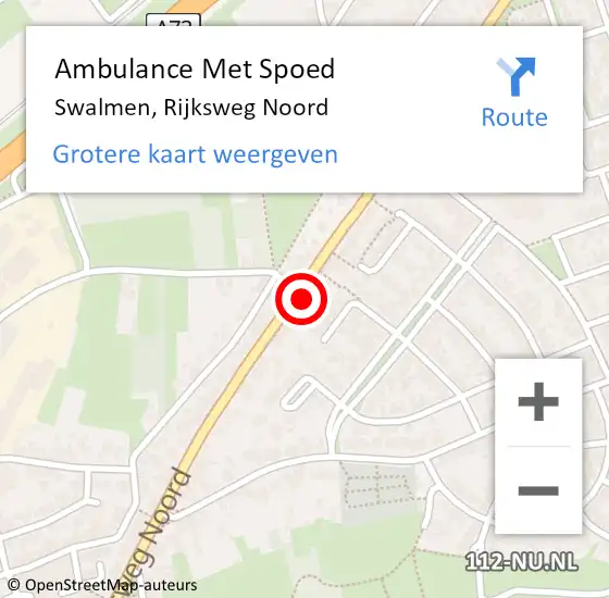 Locatie op kaart van de 112 melding: Ambulance Met Spoed Naar Swalmen, Rijksweg Noord op 22 februari 2024 18:05