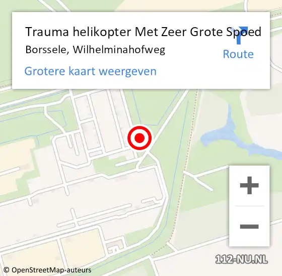 Locatie op kaart van de 112 melding: Trauma helikopter Met Zeer Grote Spoed Naar Borssele, Wilhelminahofweg op 22 februari 2024 18:08