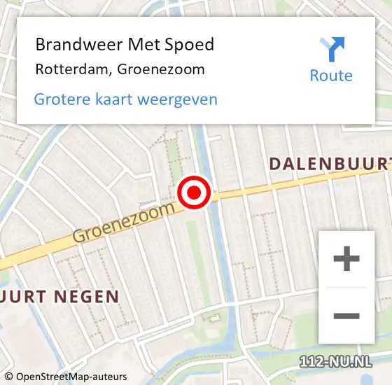 Locatie op kaart van de 112 melding: Brandweer Met Spoed Naar Rotterdam, Groenezoom op 22 februari 2024 18:14