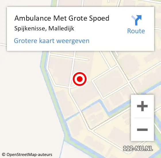 Locatie op kaart van de 112 melding: Ambulance Met Grote Spoed Naar Spijkenisse, Malledijk op 22 februari 2024 18:24
