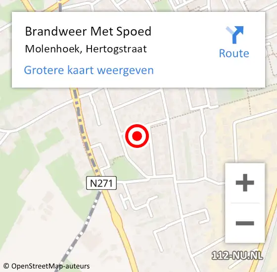 Locatie op kaart van de 112 melding: Brandweer Met Spoed Naar Molenhoek, Hertogstraat op 22 februari 2024 18:52