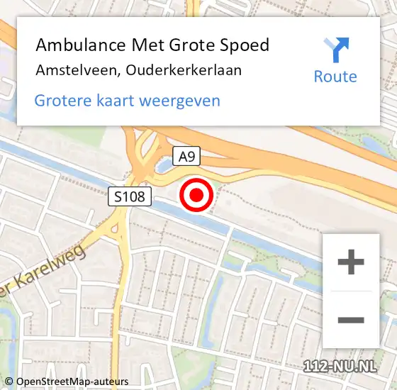Locatie op kaart van de 112 melding: Ambulance Met Grote Spoed Naar Amstelveen, Ouderkerkerlaan op 22 februari 2024 19:10