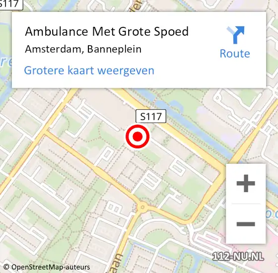Locatie op kaart van de 112 melding: Ambulance Met Grote Spoed Naar Amsterdam, Banneplein op 22 februari 2024 19:12