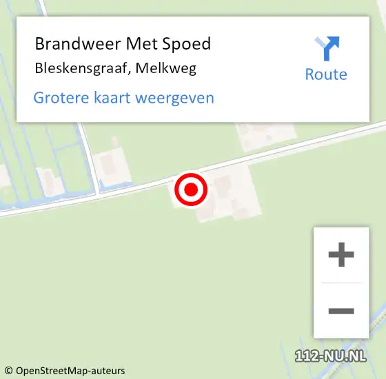 Locatie op kaart van de 112 melding: Brandweer Met Spoed Naar Bleskensgraaf, Melkweg op 22 februari 2024 19:58