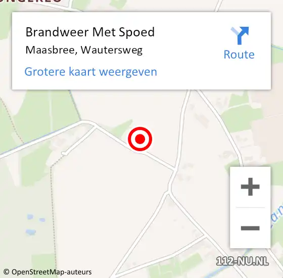 Locatie op kaart van de 112 melding: Brandweer Met Spoed Naar Maasbree, Wautersweg op 22 februari 2024 20:08