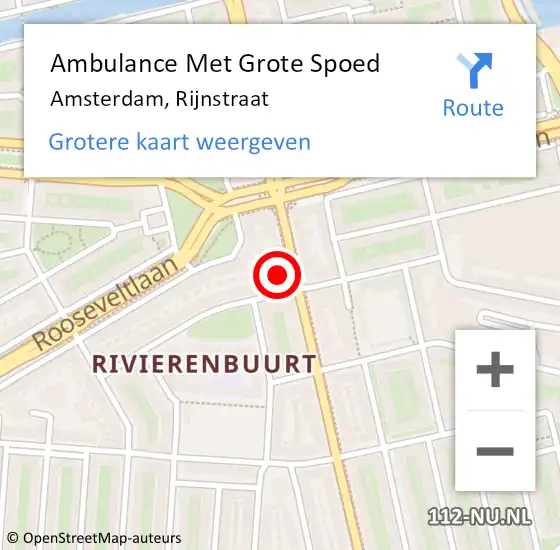 Locatie op kaart van de 112 melding: Ambulance Met Grote Spoed Naar Amsterdam, Rijnstraat op 22 februari 2024 20:17