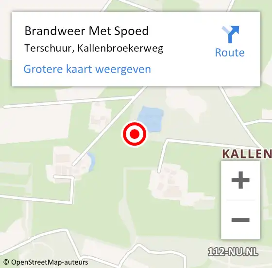 Locatie op kaart van de 112 melding: Brandweer Met Spoed Naar Terschuur, Kallenbroekerweg op 22 februari 2024 20:53