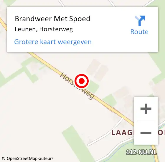 Locatie op kaart van de 112 melding: Brandweer Met Spoed Naar Leunen, Horsterweg op 22 februari 2024 20:58