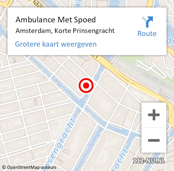 Locatie op kaart van de 112 melding: Ambulance Met Spoed Naar Amsterdam, Korte Prinsengracht op 22 februari 2024 20:59