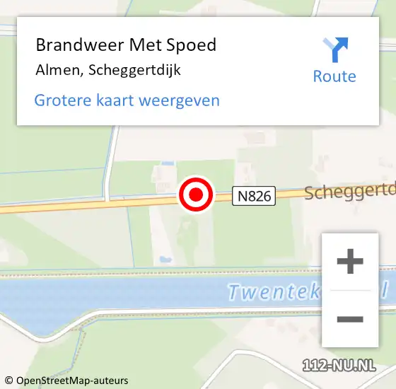 Locatie op kaart van de 112 melding: Brandweer Met Spoed Naar Almen, Scheggertdijk op 22 februari 2024 21:35
