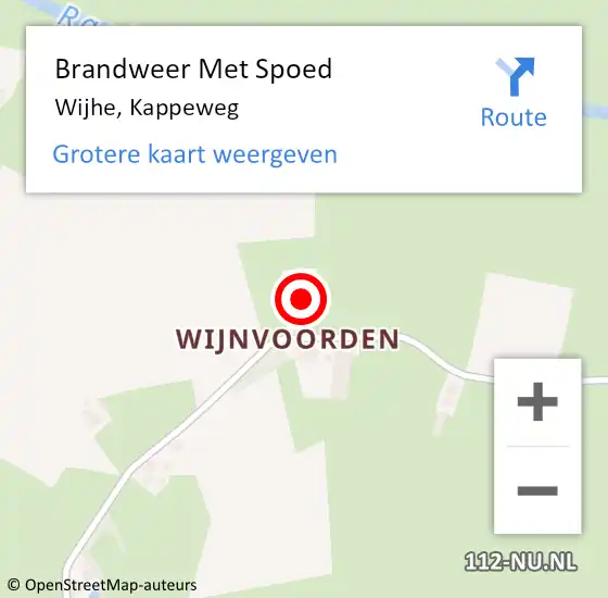 Locatie op kaart van de 112 melding: Brandweer Met Spoed Naar Wijhe, Kappeweg op 22 februari 2024 22:00