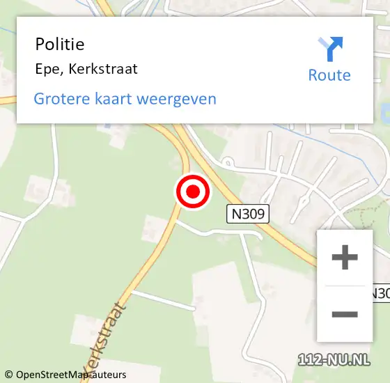 Locatie op kaart van de 112 melding: Politie Epe, Kerkstraat op 22 februari 2024 22:22