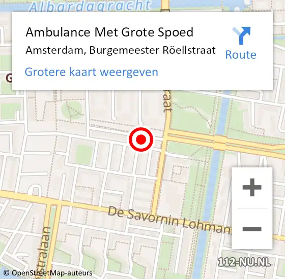 Locatie op kaart van de 112 melding: Ambulance Met Grote Spoed Naar Amsterdam, Burgemeester Röellstraat op 22 februari 2024 22:33
