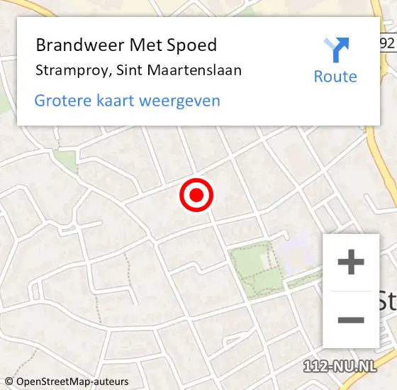 Locatie op kaart van de 112 melding: Brandweer Met Spoed Naar Stramproy, Sint Maartenslaan op 22 februari 2024 22:37