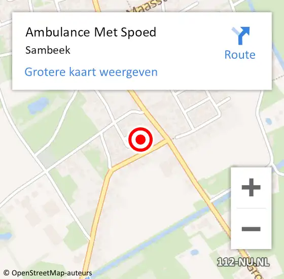 Locatie op kaart van de 112 melding: Ambulance Met Spoed Naar Sambeek op 22 februari 2024 22:46
