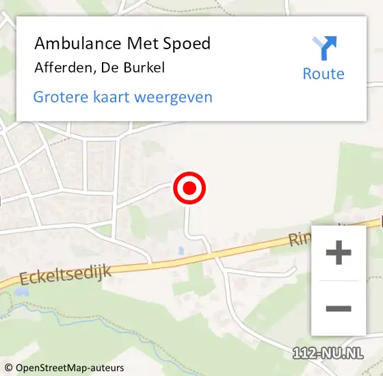 Locatie op kaart van de 112 melding: Ambulance Met Spoed Naar Afferden, De Burkel op 26 september 2014 19:52