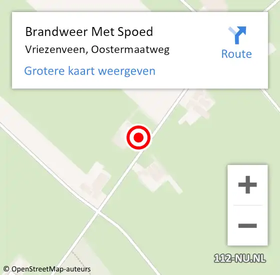 Locatie op kaart van de 112 melding: Brandweer Met Spoed Naar Vriezenveen, Oostermaatweg op 22 februari 2024 23:43