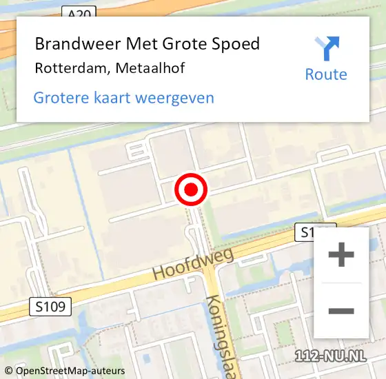 Locatie op kaart van de 112 melding: Brandweer Met Grote Spoed Naar Rotterdam, Metaalhof op 23 februari 2024 02:55