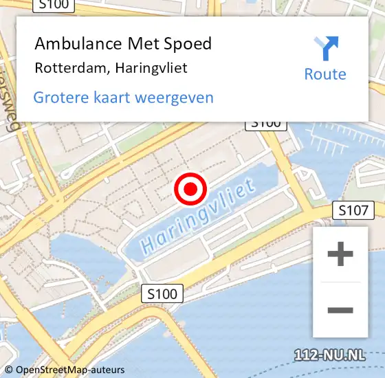 Locatie op kaart van de 112 melding: Ambulance Met Spoed Naar Rotterdam, Haringvliet op 23 februari 2024 03:35