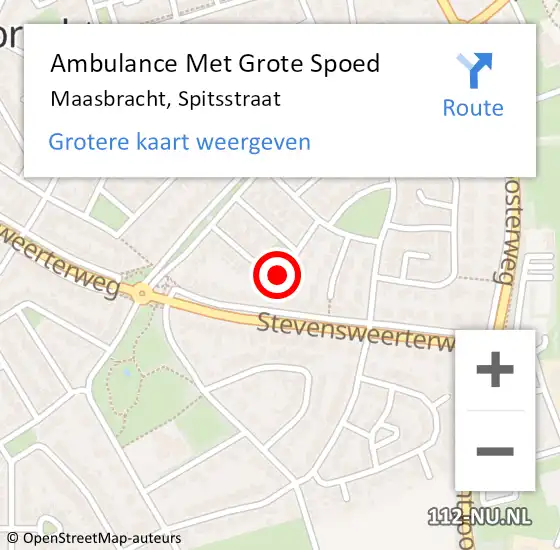 Locatie op kaart van de 112 melding: Ambulance Met Grote Spoed Naar Maasbracht, Spitsstraat op 23 februari 2024 07:09