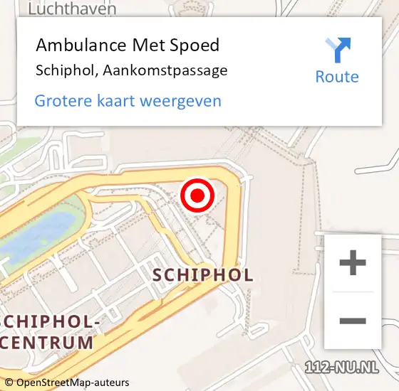Locatie op kaart van de 112 melding: Ambulance Met Spoed Naar Schiphol, Aankomstpassage op 23 februari 2024 08:42